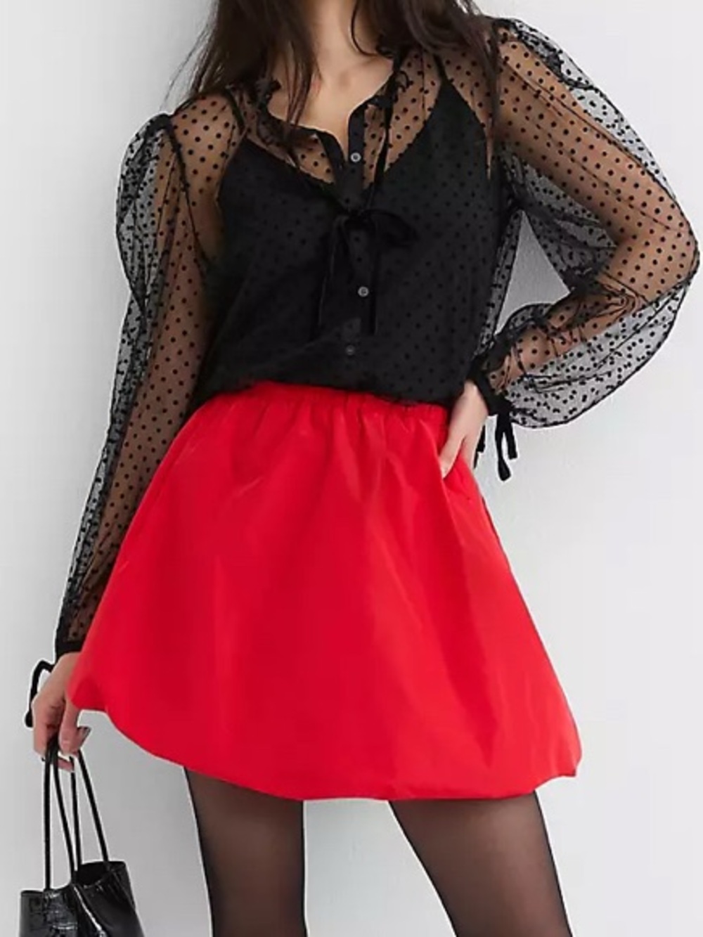 Loft red taffeta bubble mini pocket skirt NWT Small